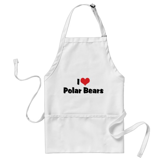 I Love Heart Polar Bears Standard Apron (Front)