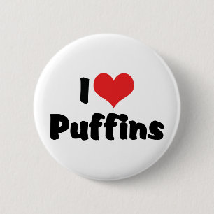 I Love Heart Puffins 6 Cm Round Badge