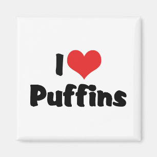 I Love Heart Puffins Magnet