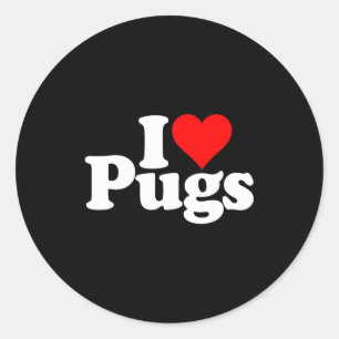 I Love Heart Pugs Pug Dog Canine  Classic Round Sticker