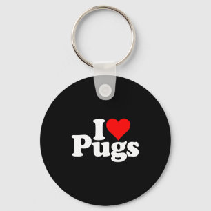 I Love Heart Pugs Pug Dog Canine  Key Ring