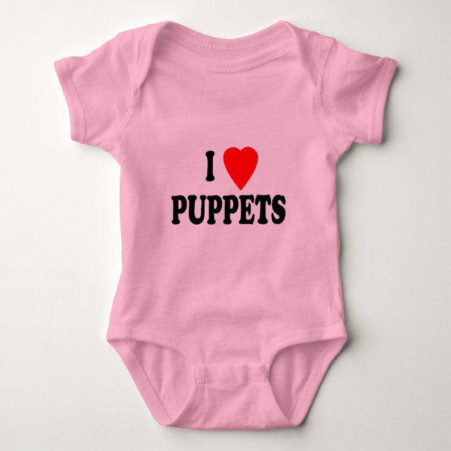 I LOVE (HEART) PUPPETS BABY BODYSUIT (Front)