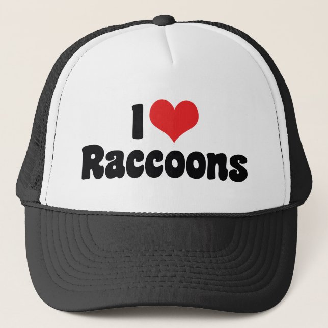 I Love Heart Raccoons Trucker Hat (Front)