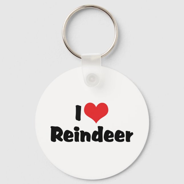 I Love Heart Reindeer Key Ring (Front)