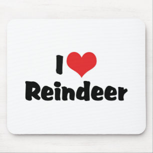 I Love Heart Reindeer Mouse Pad
