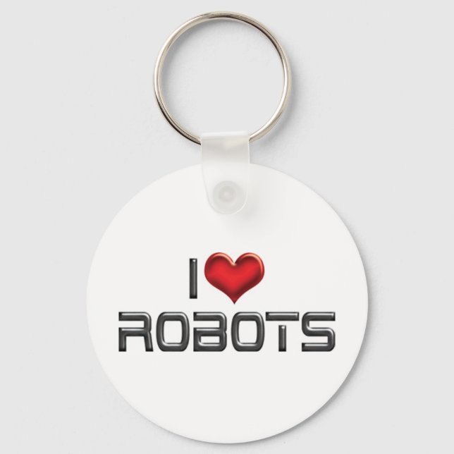I Love Heart Robots - Robotics Lover Key Ring (Front)