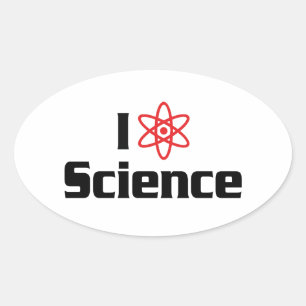 I Love Heart Science - Nuclear Physics Scientist Oval Sticker