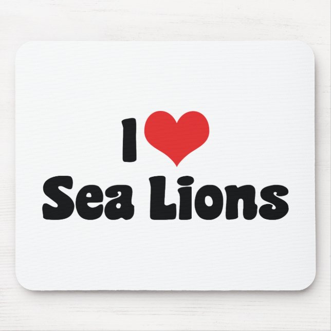 I Love Heart Sea Lions Mouse Pad (Front)