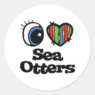 I Love (Heart) Sea Otters Classic Round Sticker