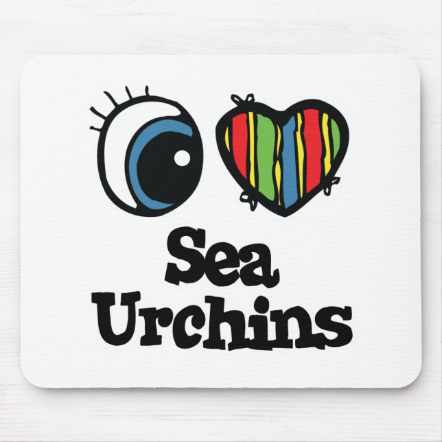 I Love (Heart) Sea Urchins Mouse Pad (Front)