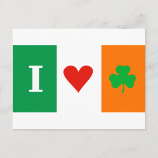 I Love Heart Shamrock Ireland Postcard
