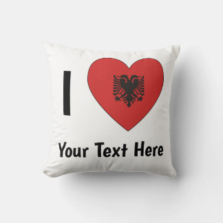 I LOVE (Heart Shaped Albanian Flag) Personalised  Cushion