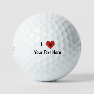 I LOVE (Heart Shaped Albanian Flag) Personalised  Golf Balls
