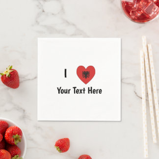 I LOVE (Heart Shaped Albanian Flag) Personalised  Napkin