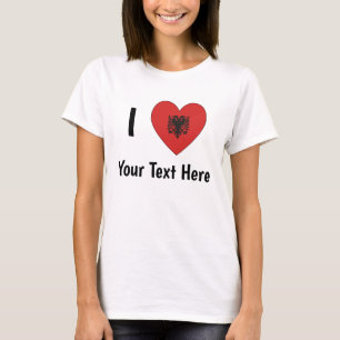 I LOVE (Heart Shaped Albanian Flag) Personalised  T-Shirt