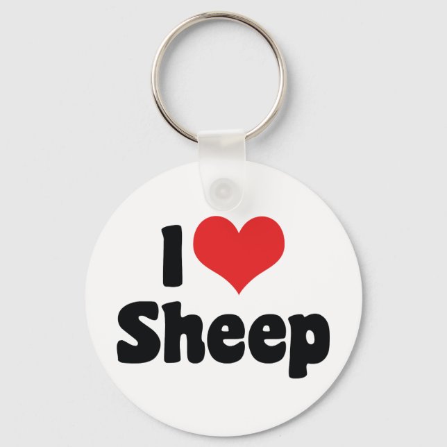 I Love Heart Sheep Key Ring (Front)