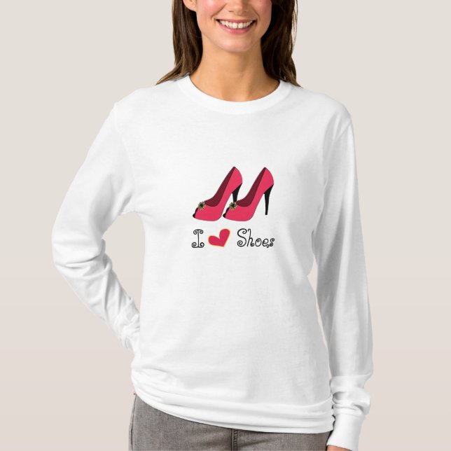 I Love (heart) Shoes Long Sleeve T-shirt (Front)