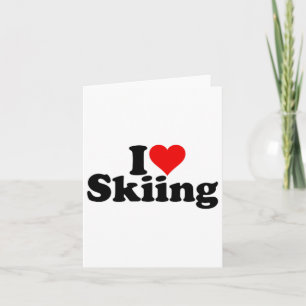 I Love Heart Skiing Skis Snowboarding Card