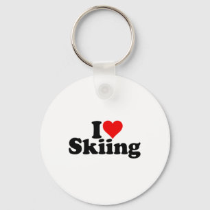 I Love Heart Skiing Skis Snowboarding  Key Ring