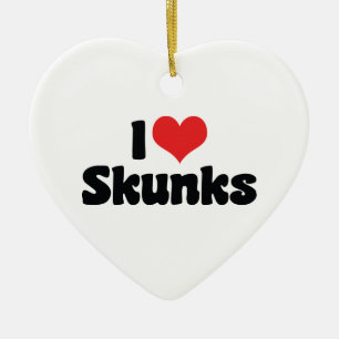 I Love Heart Skunks Ceramic Tree Decoration