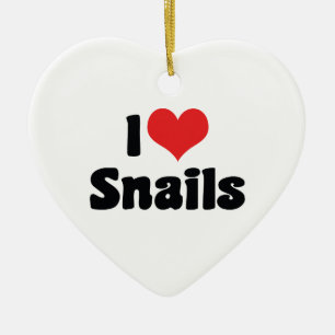 I Love Heart Snails Ceramic Tree Decoration