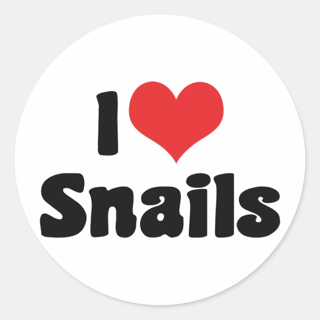 I Love Heart Snails Classic Round Sticker (Front)