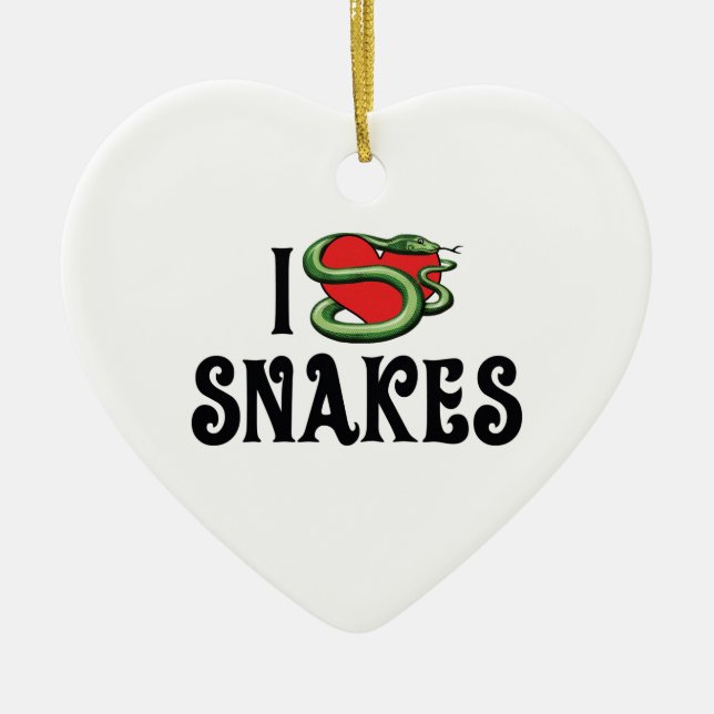I Love Heart Snakes Ceramic Tree Decoration (Front)