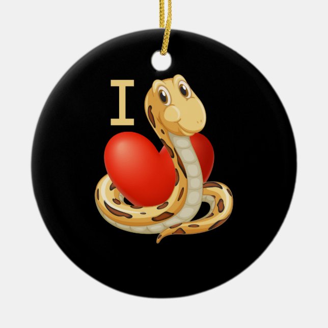 I Love Heart Snakes Ceramic Tree Decoration (Front)