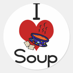 I love -heart  soup classic round sticker