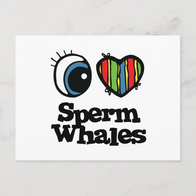 I Love (Heart) Sperm Whales Postcard (Front)