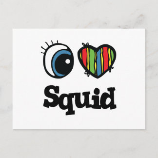 I Love (Heart) Squid Postcard