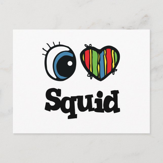 I Love (Heart) Squid Postcard (Front)