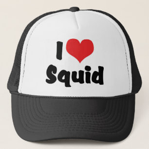 I Love Heart Squid Trucker Hat
