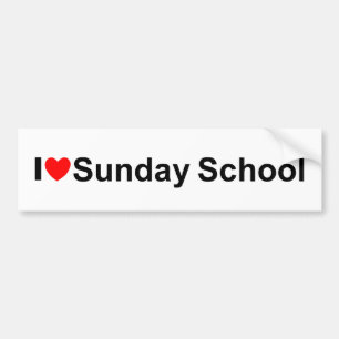 I Love (Heart) Sunday School Bumper Sticker