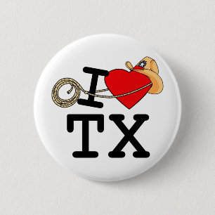 I Love Heart Texas 6 Cm Round Badge