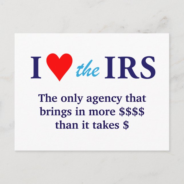 I Love Heart the IRS Postcard (Front)