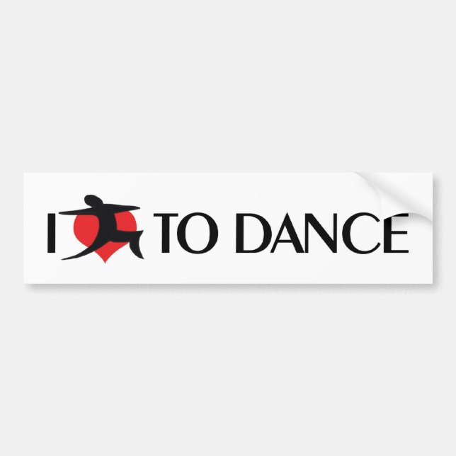 I Love Heart To Dance - Ballet Tango Waltz Lover Bumper Sticker (Front)
