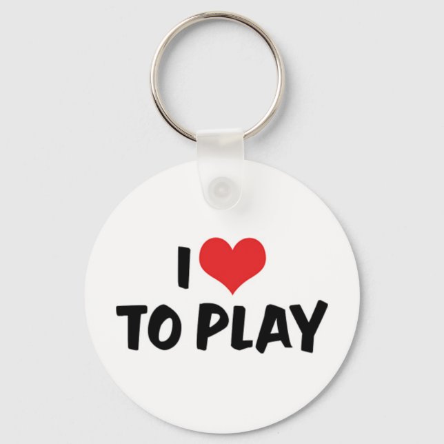 I Love Heart To Play - Sports Basketball Football Key Ring (Front)