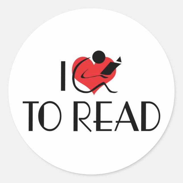 I Love Heart To Read - Book Lover Classic Round Sticker (Front)