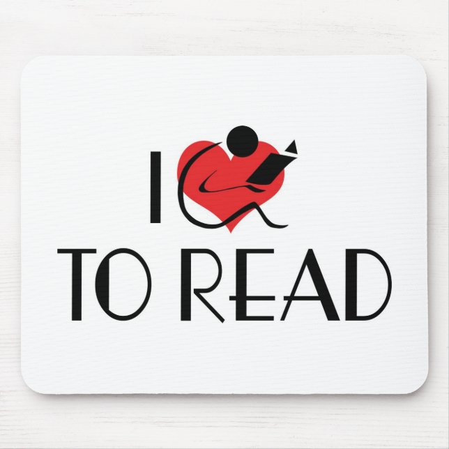 I Love Heart To Read - Book Lover Mouse Pad (Front)