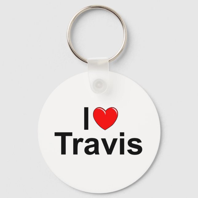 I Love (Heart) Travis Key Ring (Front)