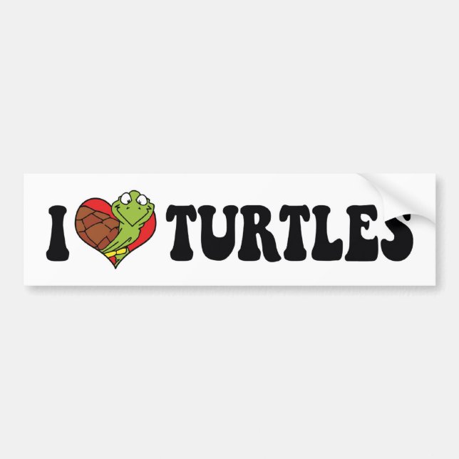 I Love Heart Turtles Bumper Sticker (Front)