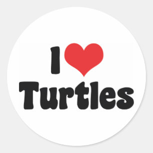 I Love Heart Turtles Classic Round Sticker