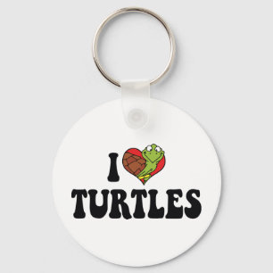 I Love Heart Turtles Key Ring