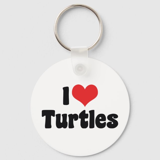 I Love Heart Turtles Key Ring (Front)
