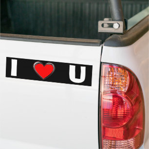I LOVE "HEART" U BUMPER STICKER