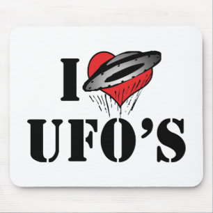 I Love Heart UFO's - Roswell Area 51 Alien Lover Mouse Pad