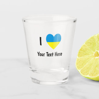 I Love (Heart Ukrainian Flag) Personalised Text Shot Glass