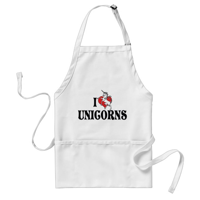 I Love Heart Unicorns Standard Apron (Front)