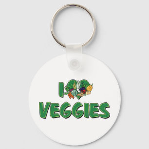 I Love Heart Veggies - Vegan Health Food Lover Key Ring